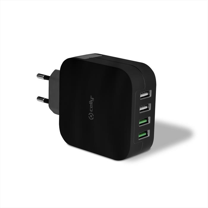 Image of TC4USBTURBOBK CARICATORE TURBO 4 USB 4.8 A NERO Nero/Plastica