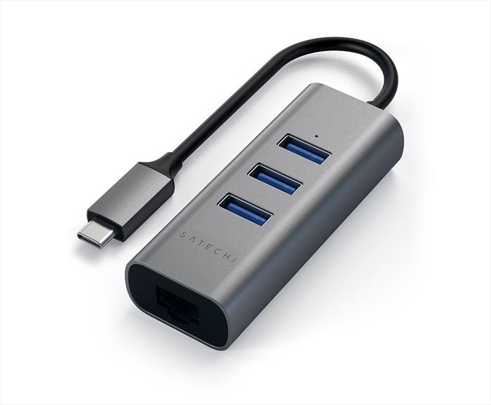 Image of HUB USB-C 2-IN- 1 - 3 PORTE USB 3.0 + ETHERNET grigio