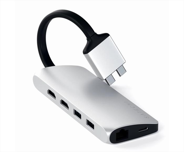 Image of ADATTATORE MULTIMEDIALE TYPE-C DOPPIO SILVER