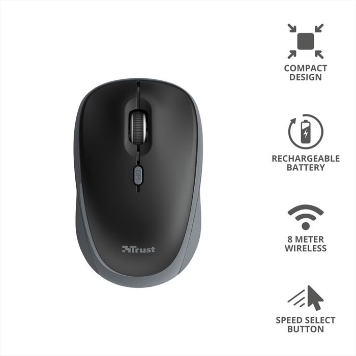 Image of YVI RECHARGEABLE MOUSE BLACK Black