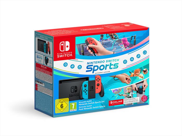 Image of Nintendo Switch con Joy-Con Rosso Neon e Blu Neon + Switch Sports + fa