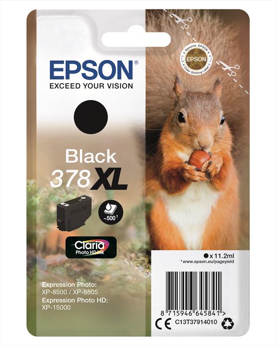 Image of Epson Squirrel Singlepack Black 378XL Claria Photo HD Ink
