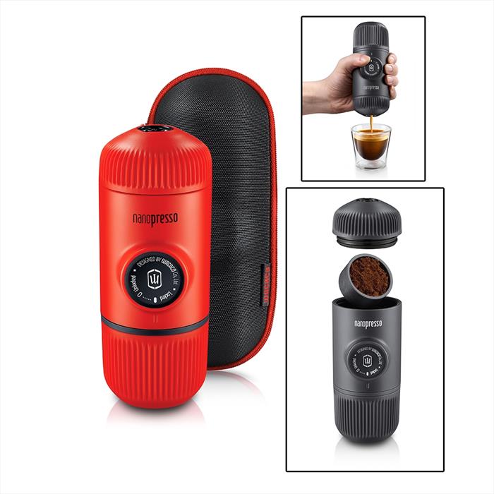 Image of Macchina per caffè espresso NANOPRESSO+CASE ROSSO LAVA