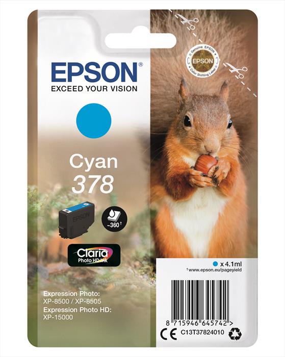 Image of Epson Squirrel Singlepack Cyan 378 Claria Photo HD Ink