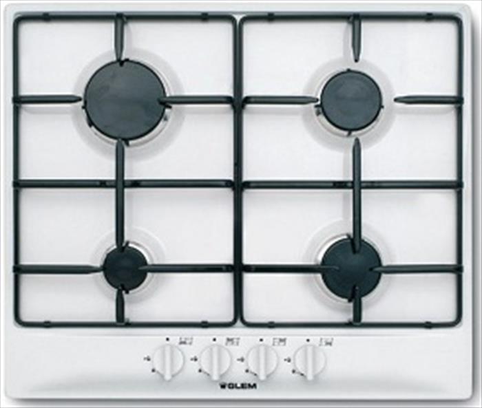 Glem Gas - Piano Cottura A Gas Gt64wh 4 Fuochi 58,5cm-alluminio
