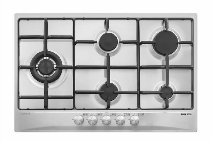 Glem Gas GT85TIX Piano Cottura 5 Fuochi 75 cm (Inox)