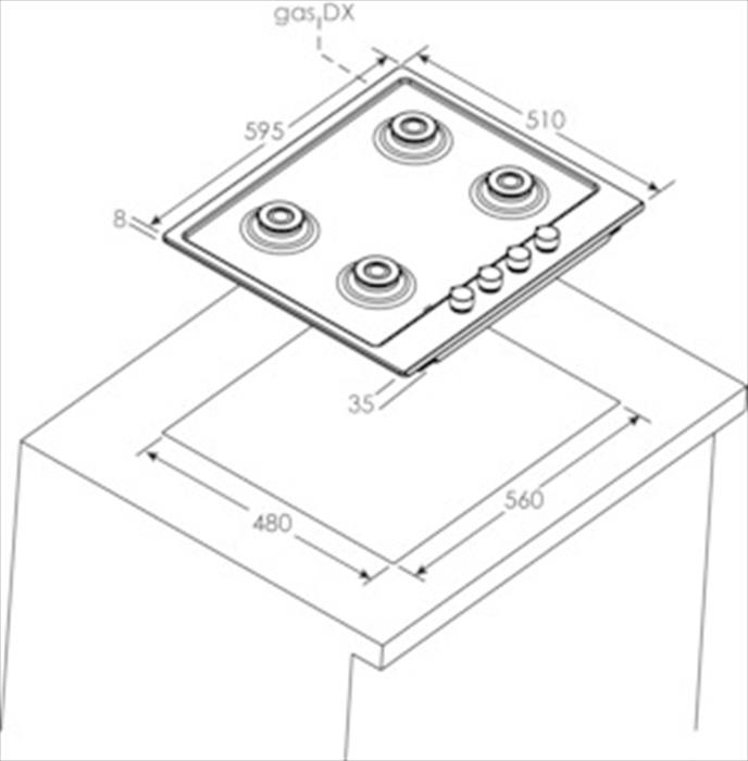 Piano Cottura Candy CHW6BR4WX, 4 Zone Cottura, 59,5 Cm X 51-image