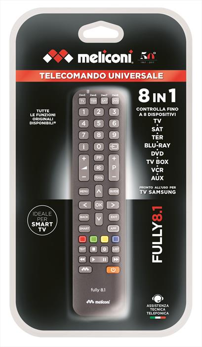 Meliconi Fully 8.1 Telecomando Ir Wireless Dvd/Blu-Ray, Sat, Sky, Tv Pulsanti-image