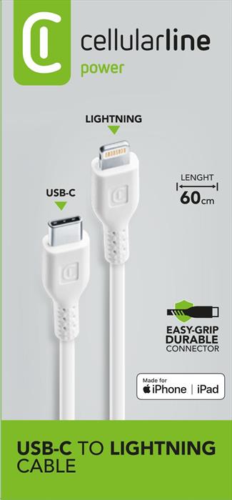 Cellularline - Usbdatac2lmfi60cmw Usb Data Cable Medium-usb-c-bianco