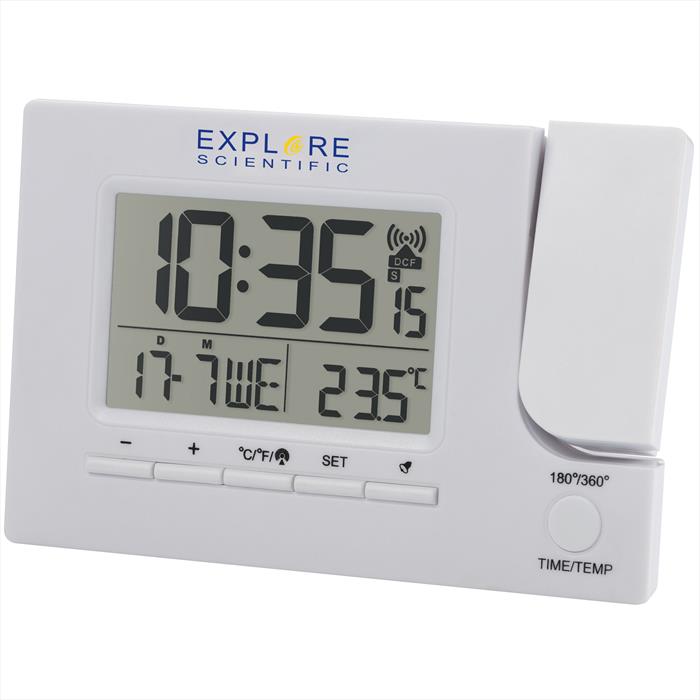Explore Scientific - Rdp1003 Orologio Radiocontrollato Con Proiezione-white