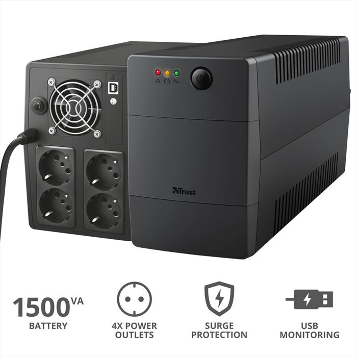 Trust - Paxxon 1500va Ups 4 Outlets-black