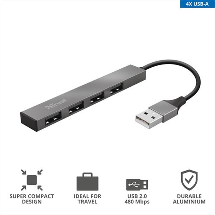 Trust - Halyx 4-port Mini Usb Hub-black