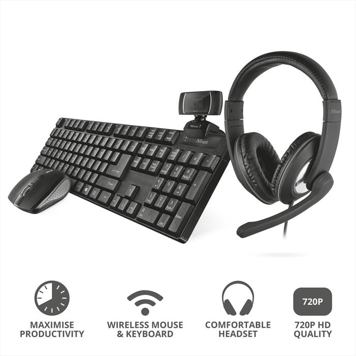 Trust - Qoby 4 In 1 Home Office Bundle It-black
