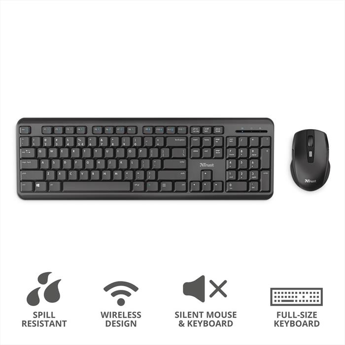 Trust - Ody Wireless Keyboard & Mouse It-black