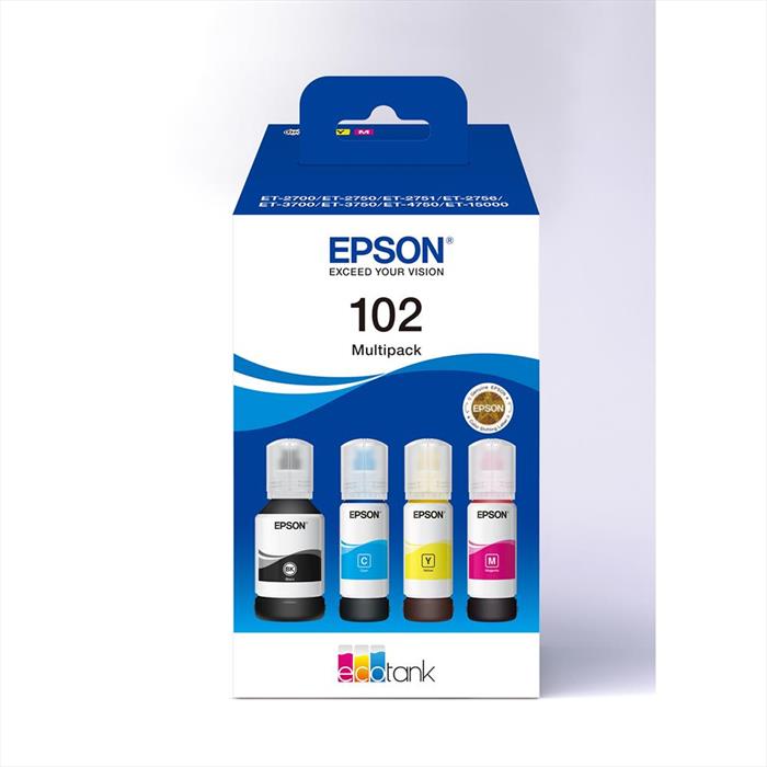 Epson - Epson Flacone Inchiostro Ecotank 102 Mpk 4 Col-nero, Ciano, Magenta, Giallo