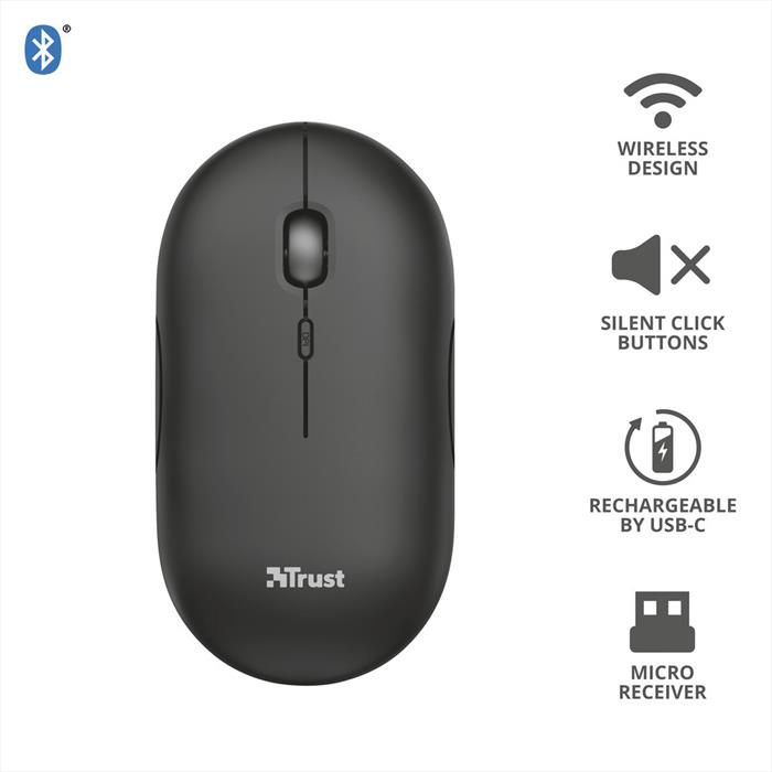 Trust - Puck Wireless Mouse Black-black