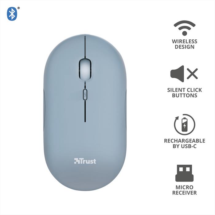 Trust - Puck Wireless Mouse Blue-blue