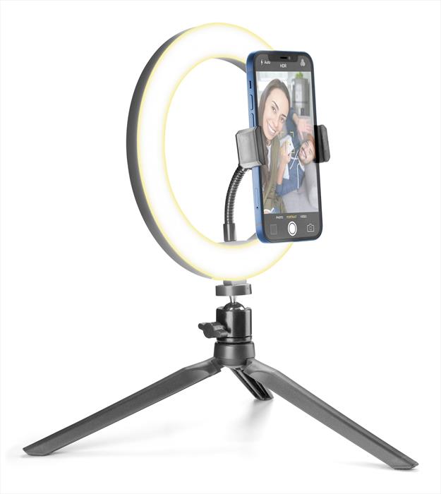 Cellularline - Selfieringk Treppiede Con Anello Led Per Selfie-nero