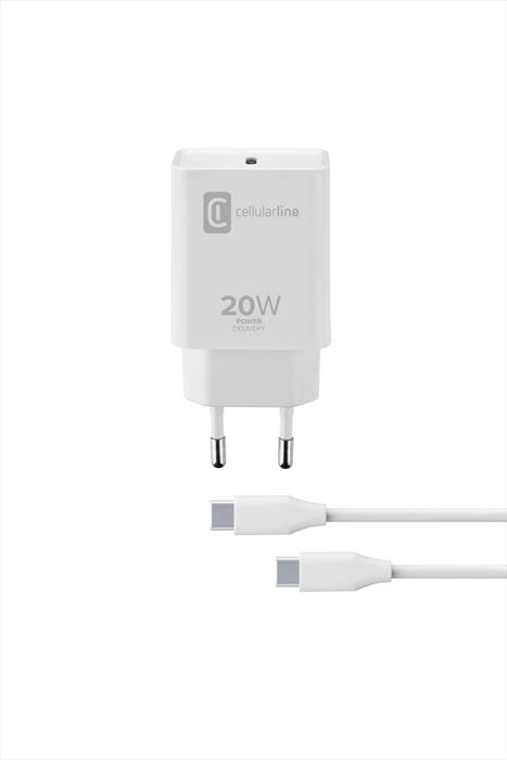 Cellularline USB-C Charger Kit 20W - USB-C To USB-C - Ipad Pro (2018 Or Later) And Ipad Air (2020) Caricabatterie Da Rete USB-C 20W Per La Carica Alla-image