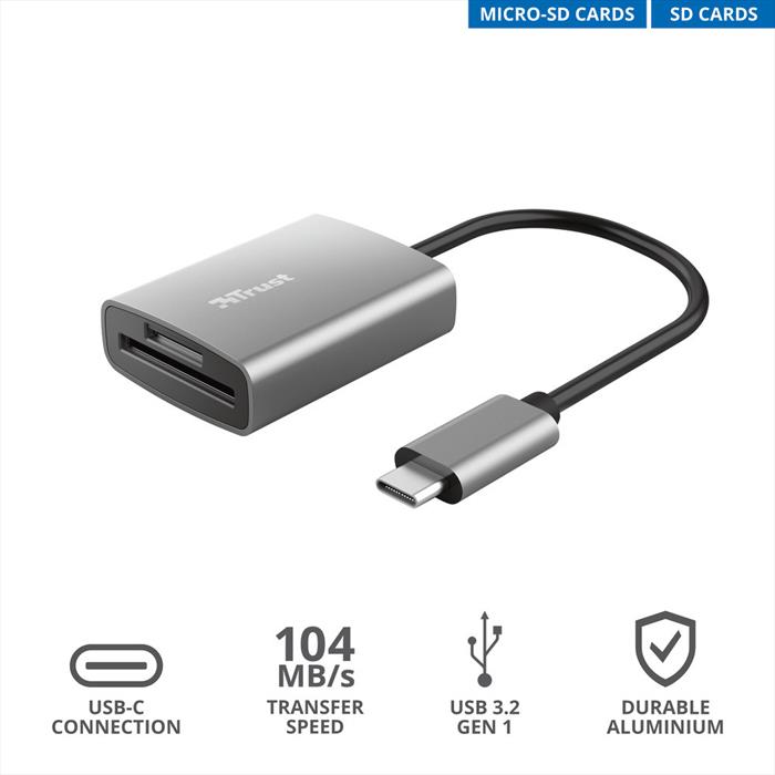 Trust - Dalyx Fast Usb-c Cardreader-grey