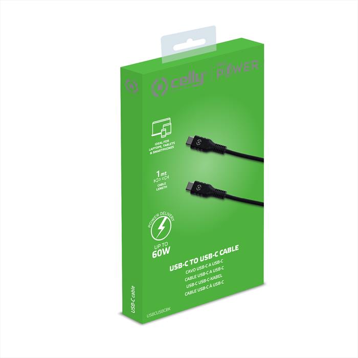 Celly - Usbcusbcbk - Usb-c Usb-c Pd 60w Cable-nero/gomma