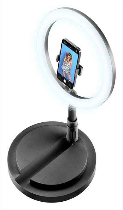 Tech Pop Selfie Ring Compact - Universale Anello Led Con Asta Estendibile Fino A 1,70 M Di Altezza, Ideale Per Riprese Video E Selfie.-image