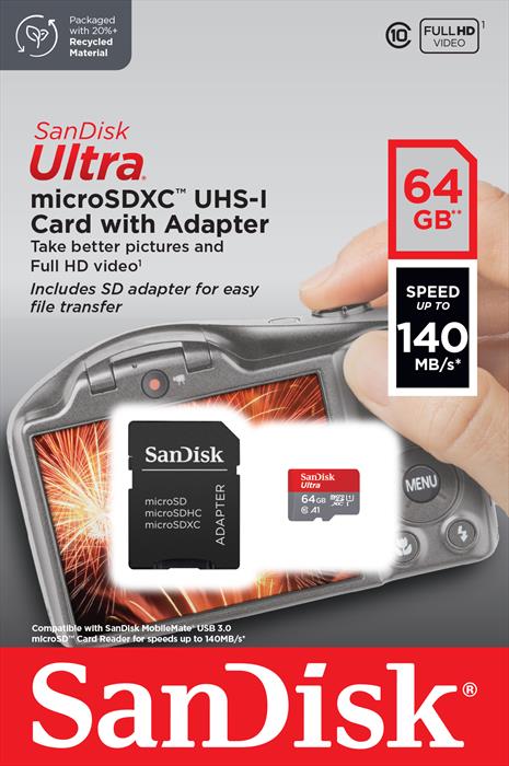 Sandisk - Microsd Ultra A1 64gb + Adatt