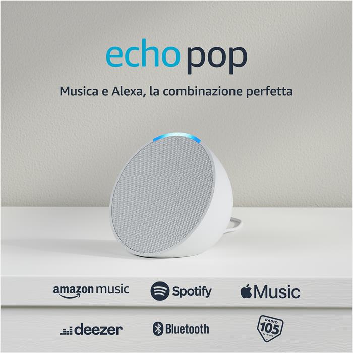 Assistente Vocaleamazon Echo Pop (1. Gen.), Bluetooth, Bianco Ghiaccio-image