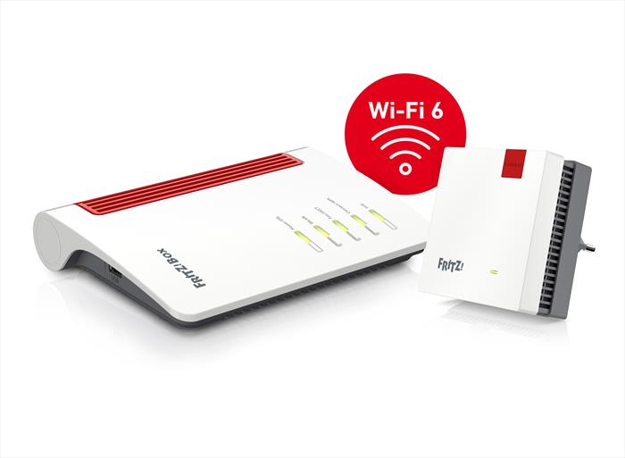 Fritz MODEM-ROUTER MESH-SET WIFI6 7530AX+1200AX-BIANCO Router Wi-Fi 6 (Bianco)