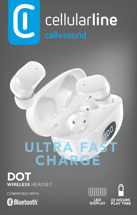 Cellularline - Auricolare Bluetooth Btdottwsw-bianco