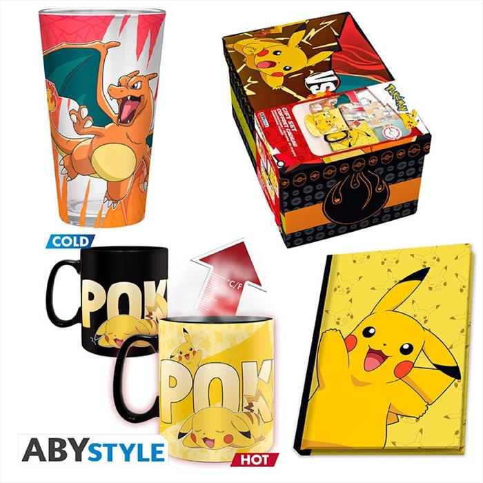 Abysse - Pokemon- Set Bicchiere L+tazza + Quaderno "pikachu-multicolore