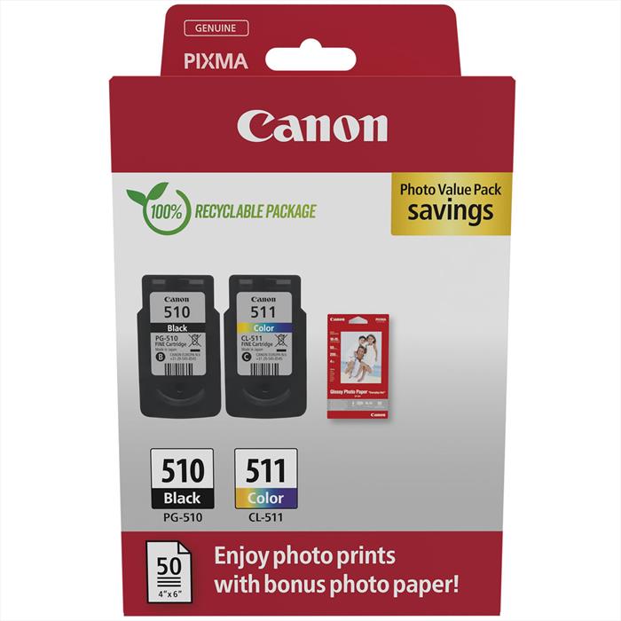 Canon - Pg-510 + Cl-511 + Carta Fotografica Gp-501-multi