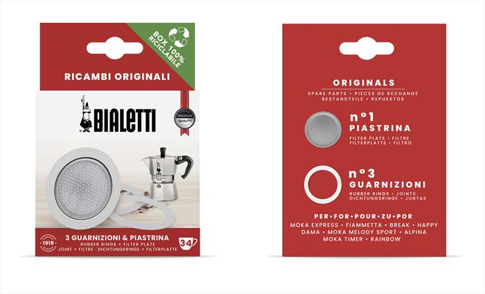 Bialetti - 3 Guarnizioni + 1 Piastrina 3/4 Tazze