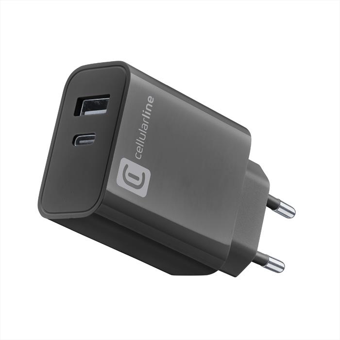 Cellularline - Caricabatterie 2 Porte Di Ricarica Achusb2pd32wk-nero