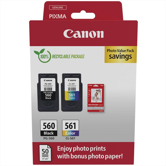 Canon - Pg-560/cl-561 + Carta Fotografica Gp-501-colore