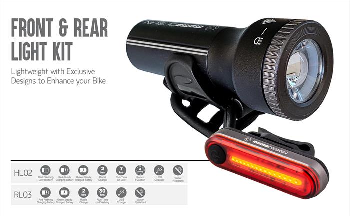 Momodesign - Kit Luce Hl02 + Rl03 Kit Per Bici E Monopattini