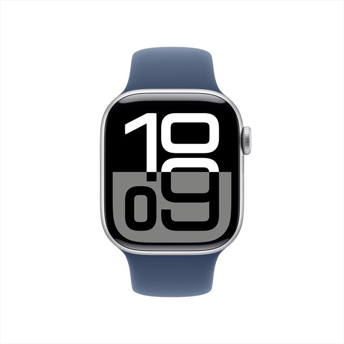 Apple Watch Series 10 Gps 42Mm In Alluminio Color Argento Con Cinturino Sport Denim - S/M-image