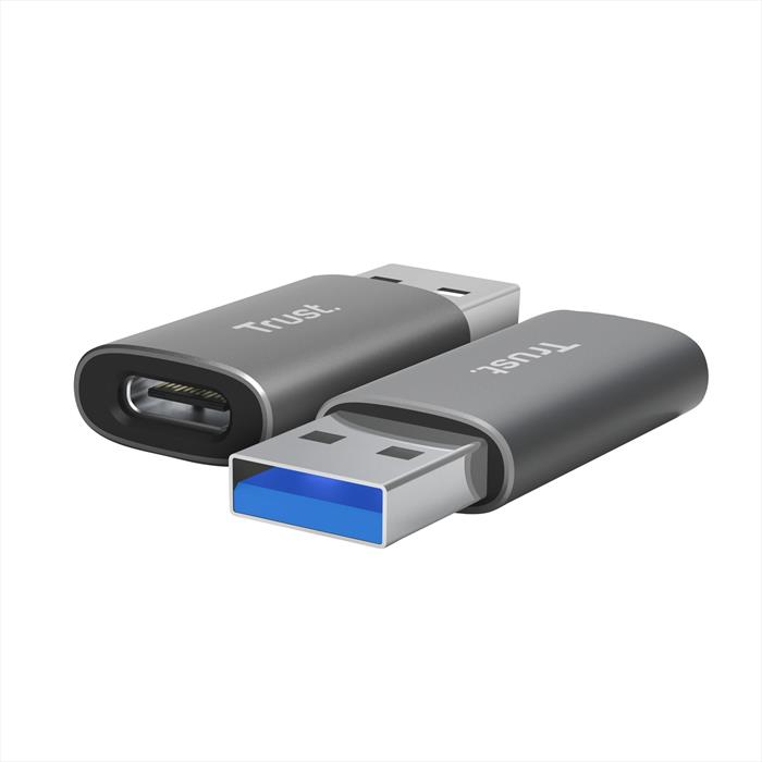 Trust - Calyx Usb-a To Usb-c Adapter 2pack-grey/black
