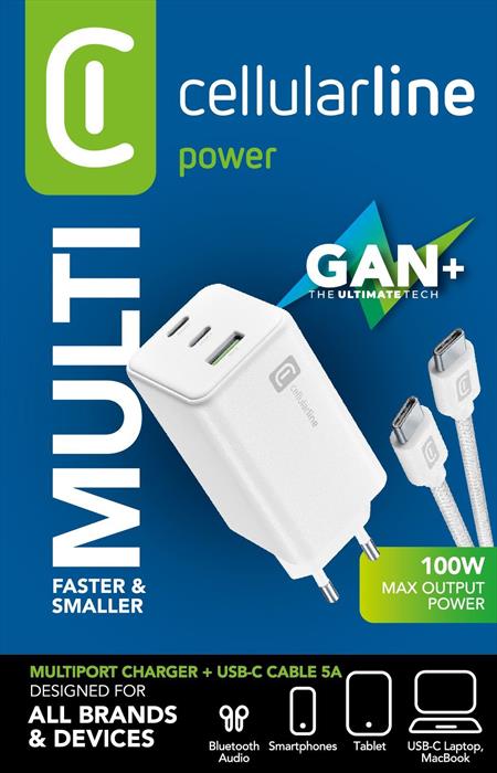 Cellularline - Multipower 100w Kit Achkitgan100wtabw-bianco