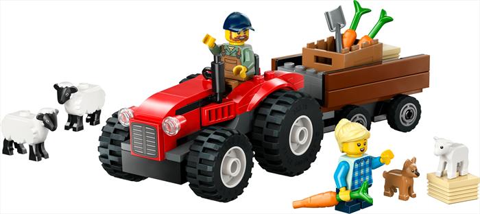Lego Trattore Agricolo Rosso Con Rimorchio E Pecore-image