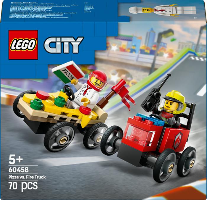 Lego - City Veicoli Da Corsa: Pizzaiolo Vs Pompiere 60458, Multicolore