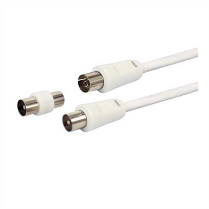 Gbc - Cavo Antenna Tv 3m Con Adattatore-bianco