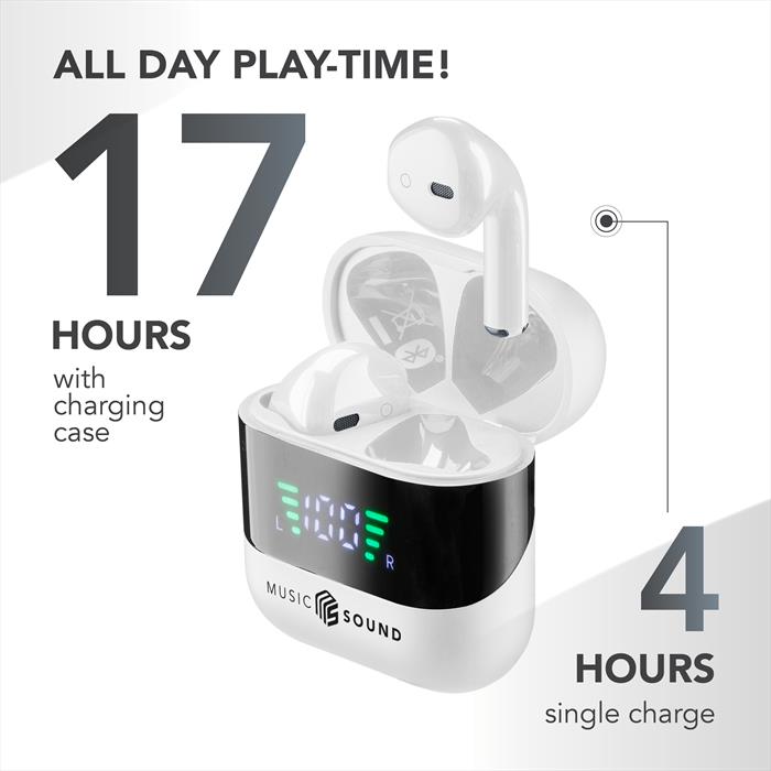 Music Sound - Auricolari Tws Con Display Led-white