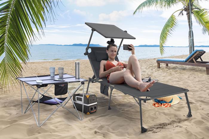 Technaxx - Lettino Con Pannello Solare E Porte Usb Tx-275-nero