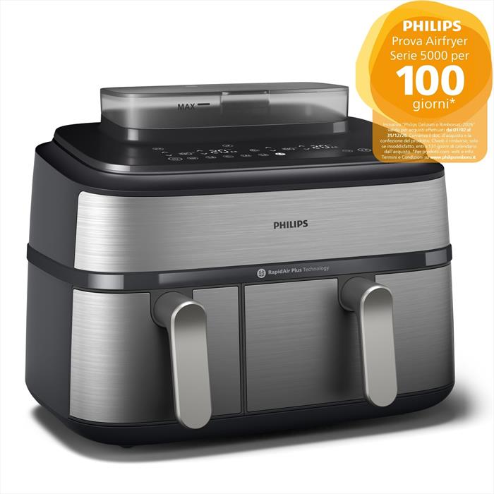 Philips - Airfryer Serie 5000 Da 9l Cottura Vapore Na555/00-inox