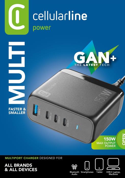 Cellularline - Caricatore Da Rete Multipower Desk Gan 150w-black