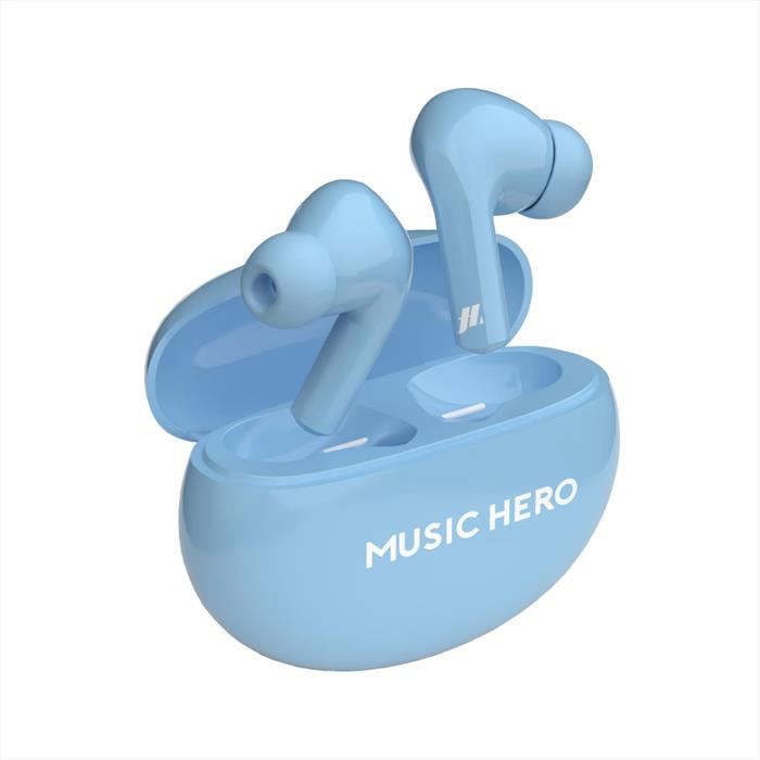 Music Hero - Auricolare Bluetooth Mhtwsbeatbtnora-azzurro