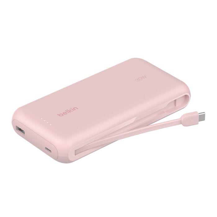 Belkin - 20k Pd30w Integrated Usb-c Cable Power Bank-rosa