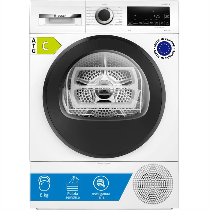 Bosch - Asciugatrice Serie 6 Wqg233d1ii 8kg Classe C-bianco