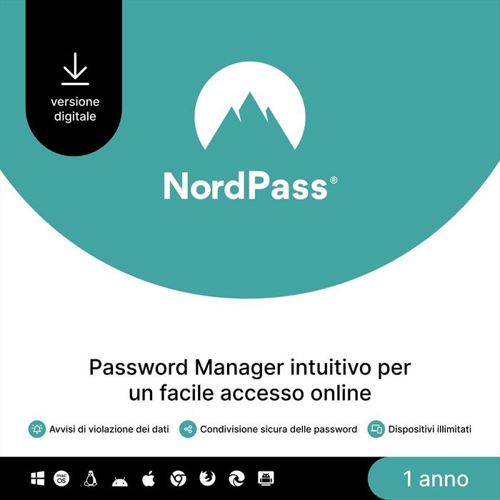 Nordvpn - Nordpass Premium - 1 Anno A Password Manager It